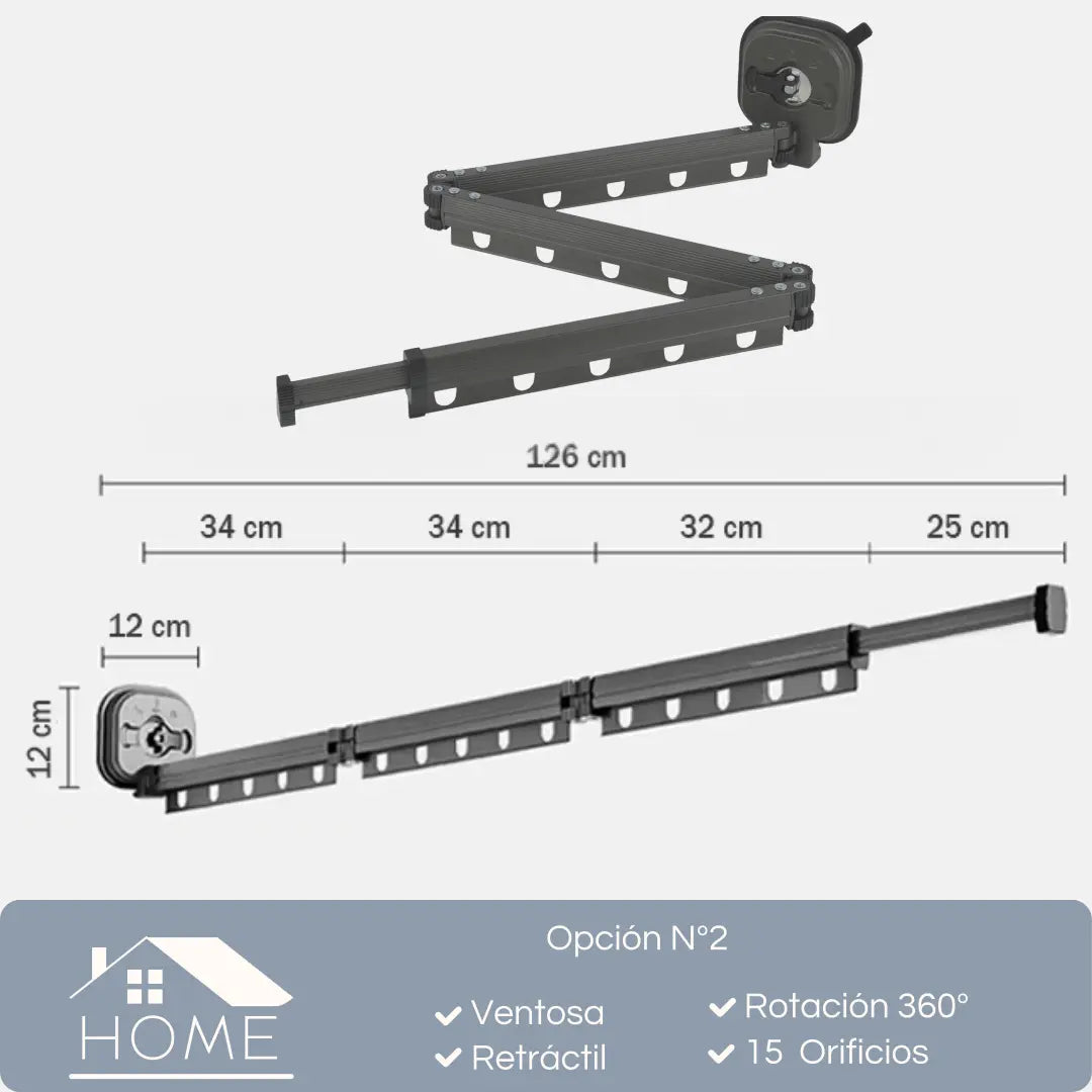 TENDEDERO RETRÁCTIL CON VENTOSA